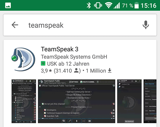 Screenshot: TeamSpeak App